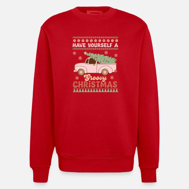 Pull de Noël moche - Sweat bio épais oversize fabriqué en UE - rouge
