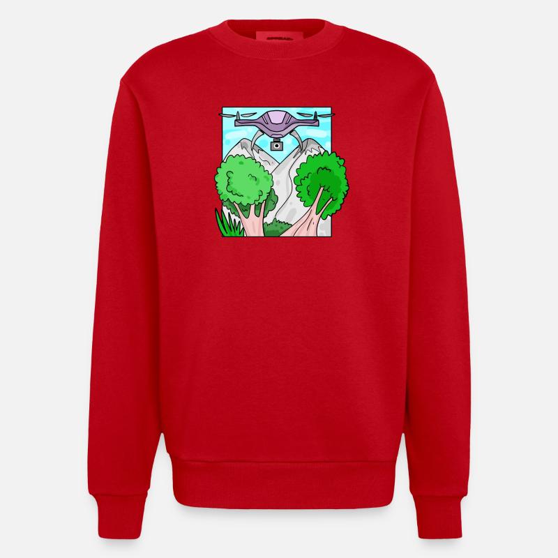 Drone Drone Drones - Heavyweight Oversized Organic Crew Neck Made in EU - red