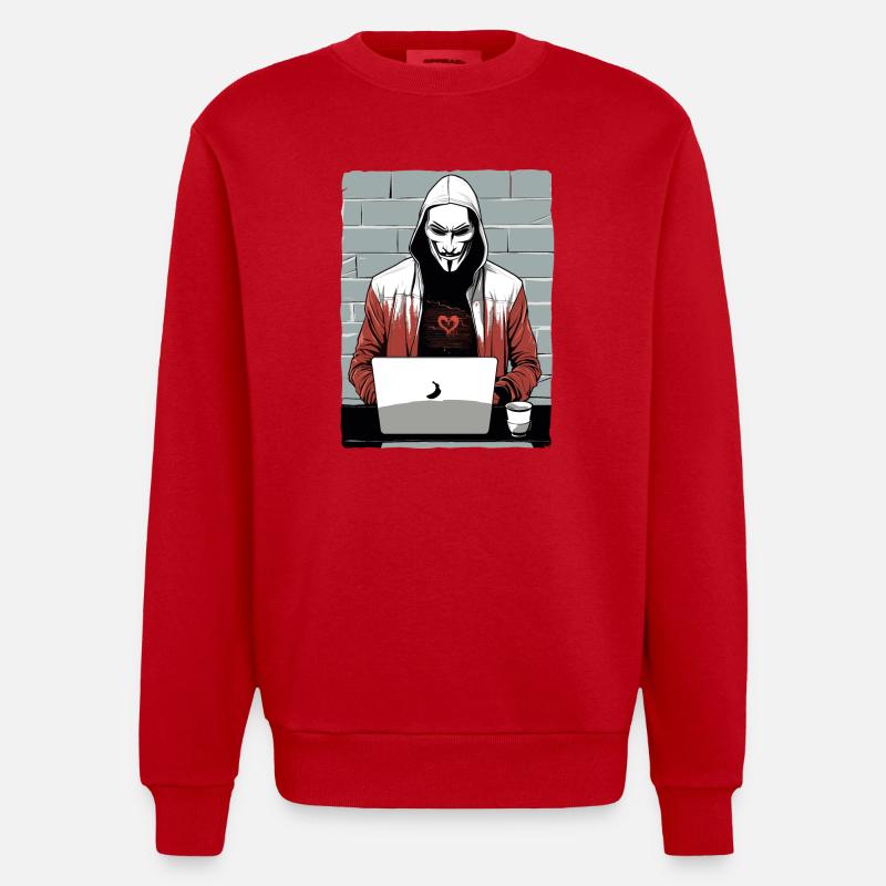 Anonymous Hacker - Heavyweight Oversized Organic Crew Neck Made in EU - red