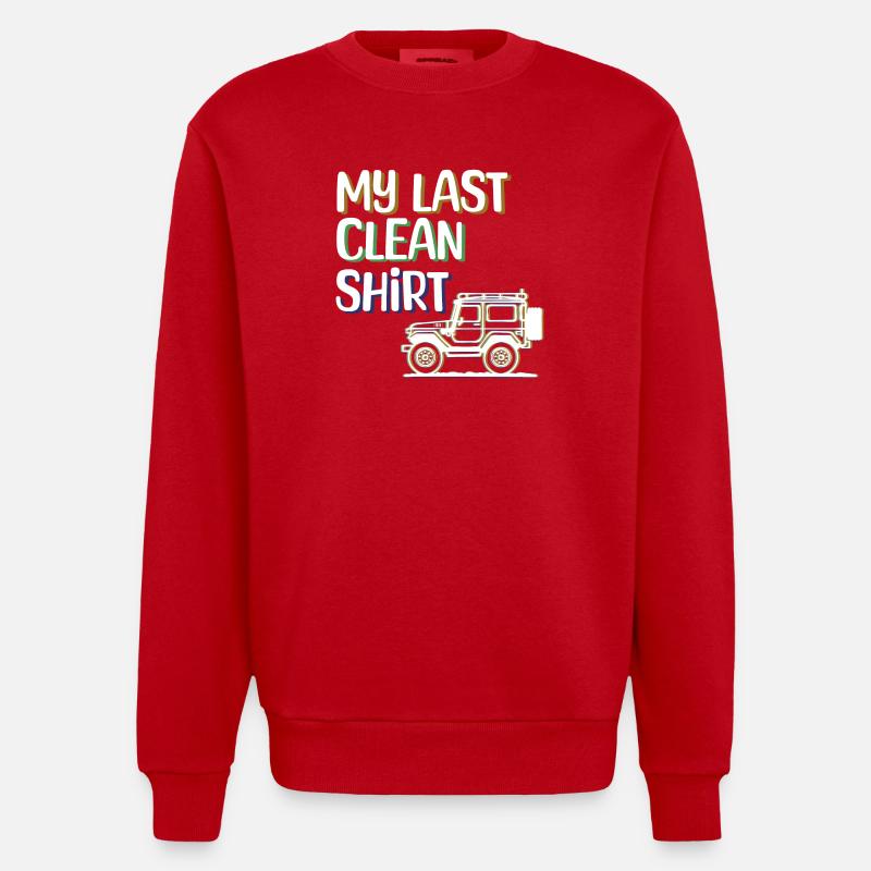 Camper Wanderer Statement Camping Wohnwagen - Heavyweight Oversized Organic Crew Neck Made in EU - Rot