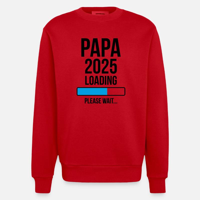 Papa 2025 Loading Please wait... - Sweat bio épais oversize fabriqué en UE - rouge