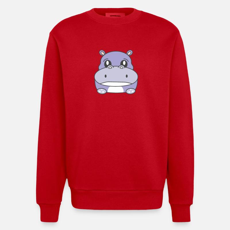 Trauriges Nilpferd - Heavyweight Oversized Organic Crew Neck Made in EU - Rot
