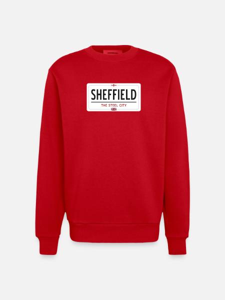 Sheffield town sign - Heavyweight Oversized Organic Crew Neck Made in EU - red