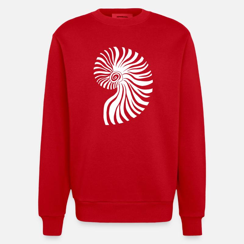 Contrasting spiral nautical pattern - Heavyweight Oversized Organic Crew Neck Made in EU - red