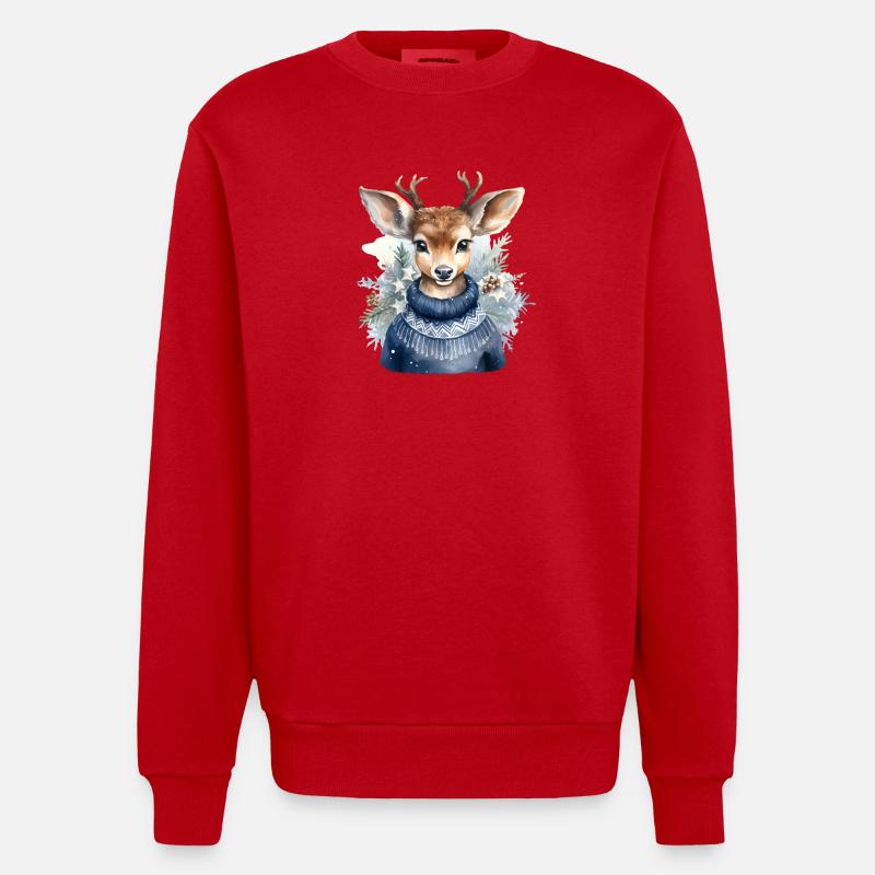 Rentier Winterpullover - Heavyweight Oversized Organic Crew Neck Made in EU - Rot