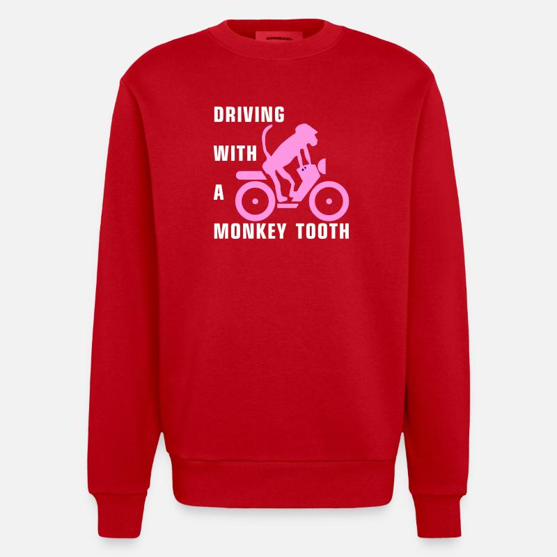 Driving with a monkey tooth - Affenzahn - Heavyweight Oversized Organic Crew Neck Made in EU - Rot