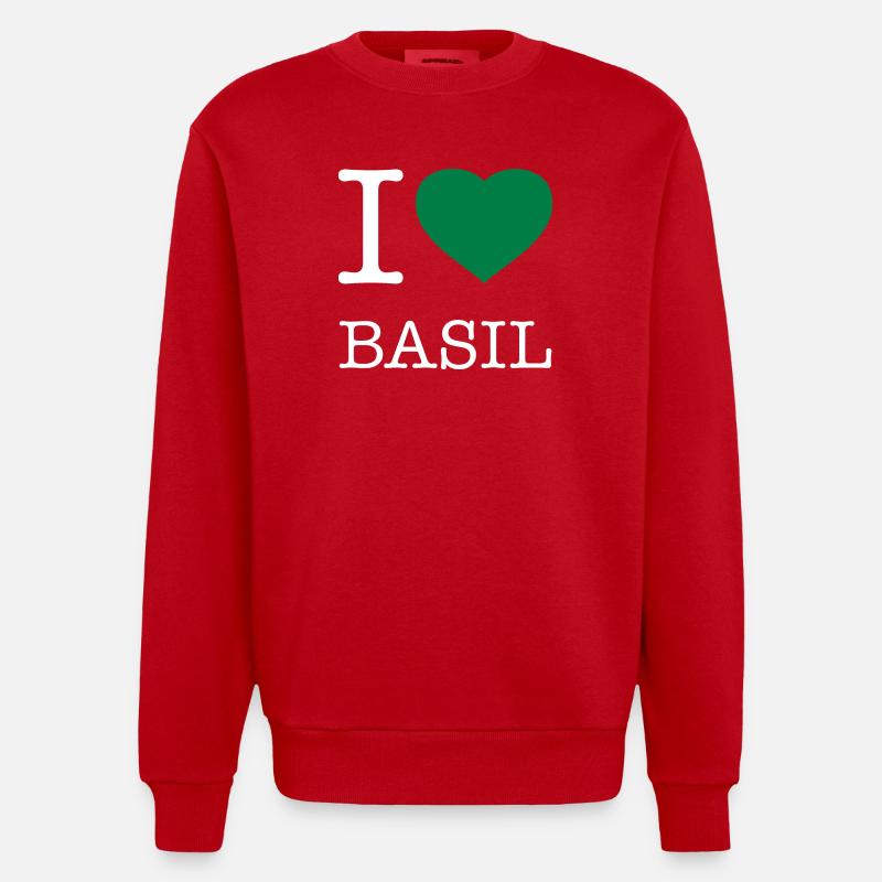 I LOVE BASIL Basilikum - Heavyweight Oversized Organic Crew Neck Made in EU - red