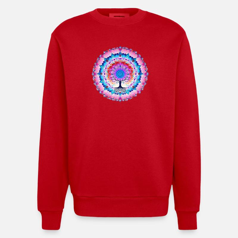 Mandala-Baum der Farben - Heavyweight Oversized Organic Crew Neck Made in EU - Rot