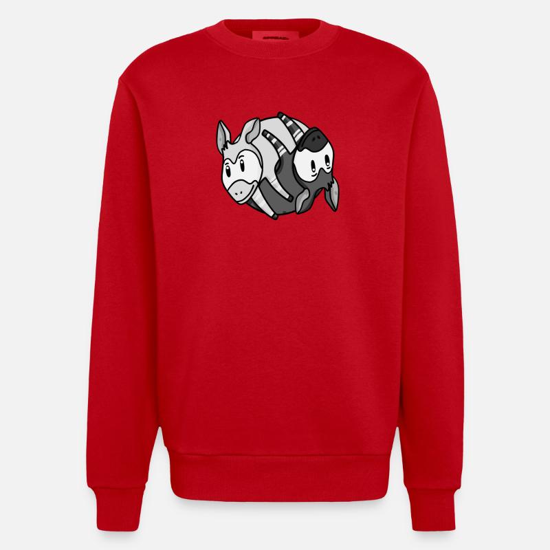Yin Yang Okapi - Heavyweight Oversized Organic Crew Neck Made in EU - red