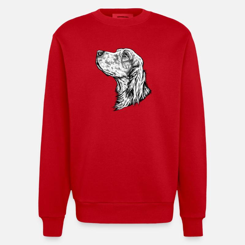 Portrait de setter irlandais - Sweat bio épais oversize fabriqué en UE - rouge
