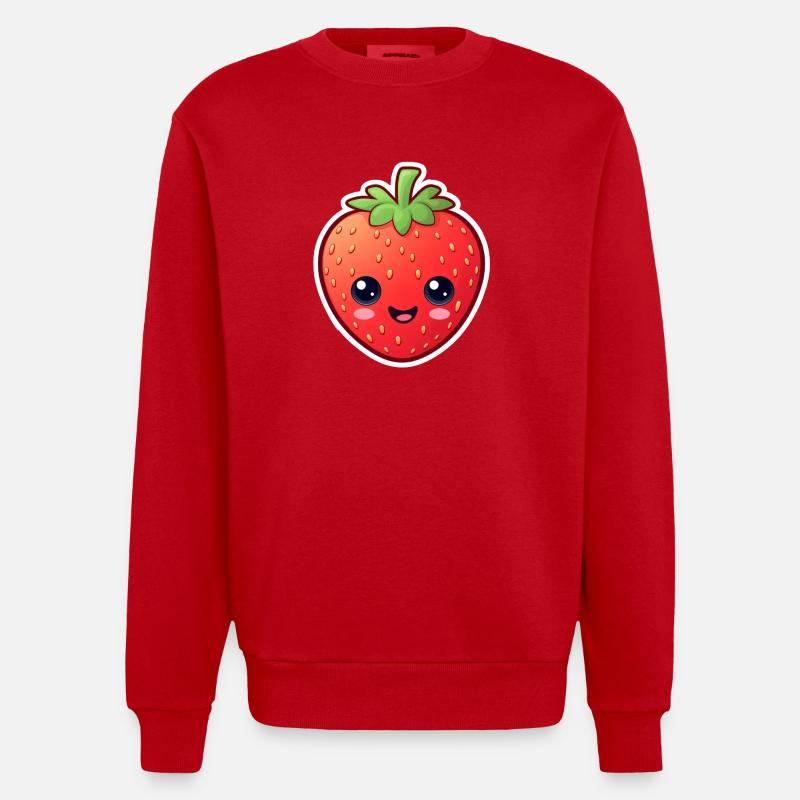 Anime Erdbeere - Heavyweight Oversized Organic Crew Neck Made in EU - Rot
