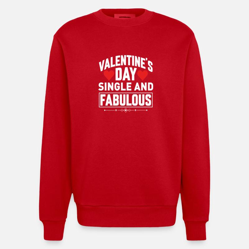 La Saint-Valentin célibataire et fabuleuse - Sweat bio épais oversize fabriqué en UE - rouge