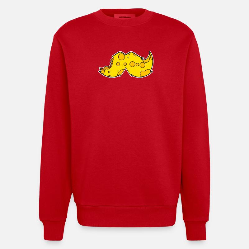 Oberlippenbart Schnurbart Bart Käse - Heavyweight Oversized Organic Crew Neck Made in EU - Rot
