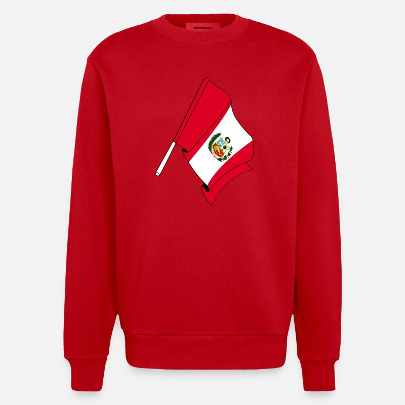 Drapeau Pérou - Sweat bio épais oversize fabriqué en UE - rouge