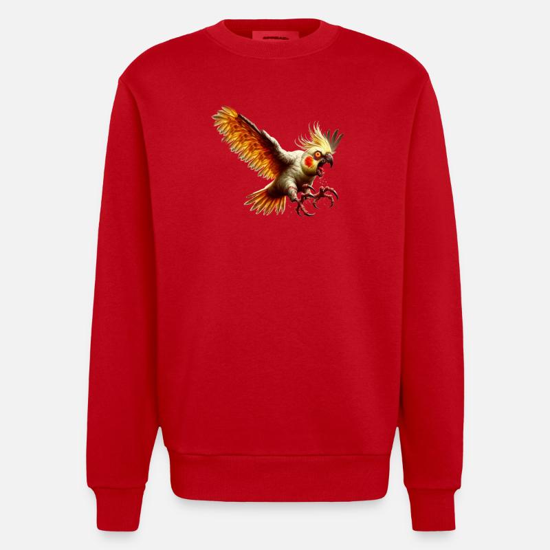 Oiseau maléfique - Calopsitte (14) - Sweat bio épais oversize fabriqué en UE - rouge