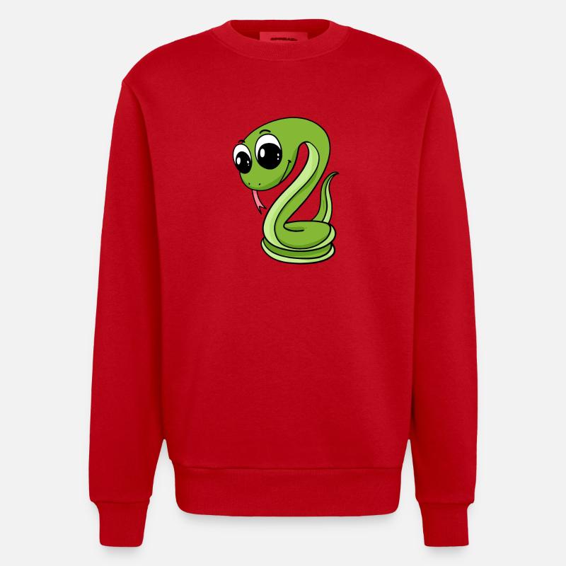 Serpent vert mignon - Sweat bio épais oversize fabriqué en UE - rouge