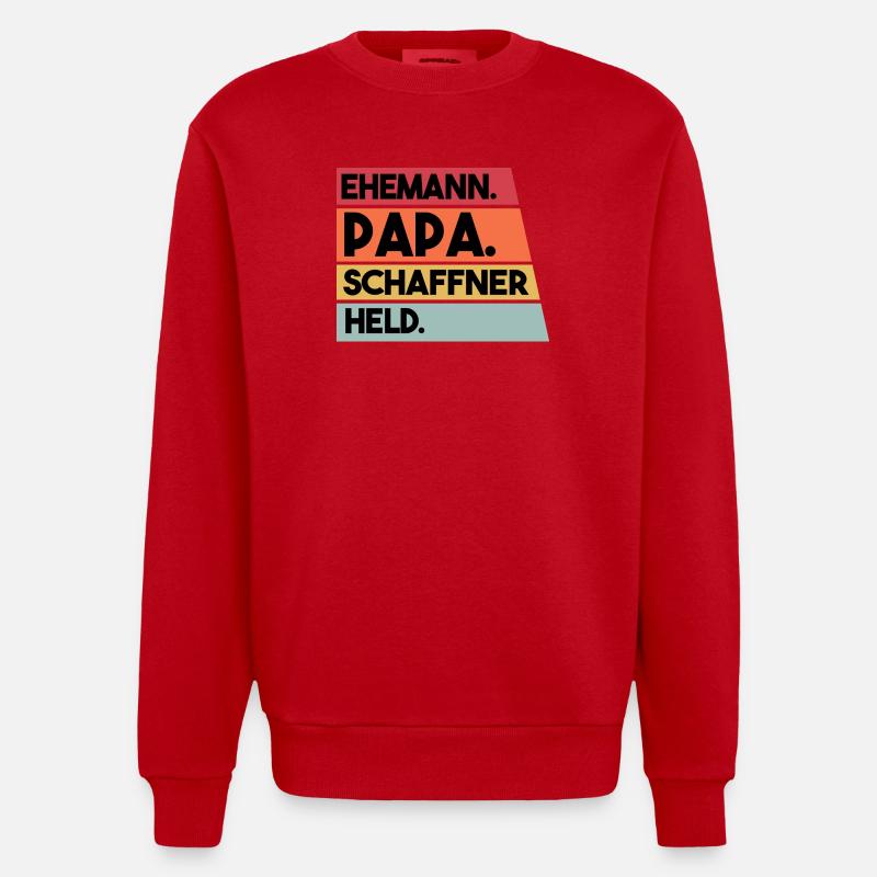 Ehemann Papa Schaffner Held - Heavyweight Oversized Organic Crew Neck Made in EU - Rot