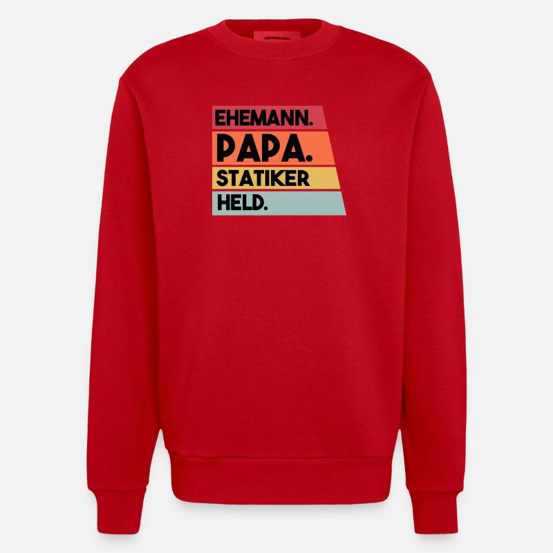 Ehemann Papa Statiker Held - Heavyweight Oversized Organic Crew Neck Made in EU - Rot