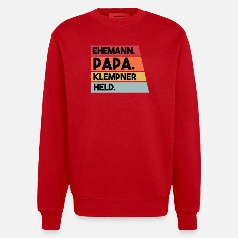 Ehemann Papa Klempner Held - Heavyweight Oversized Organic Crew Neck Made in EU - Rot