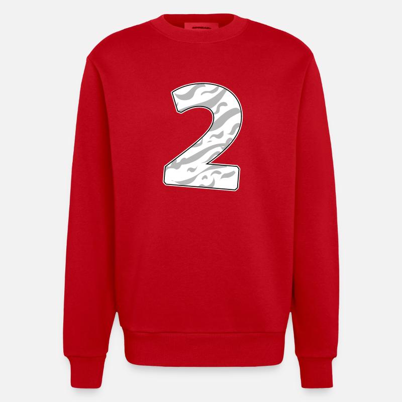 Numéro 2 Chiffre numérique - Sweat bio épais oversize fabriqué en UE - rouge