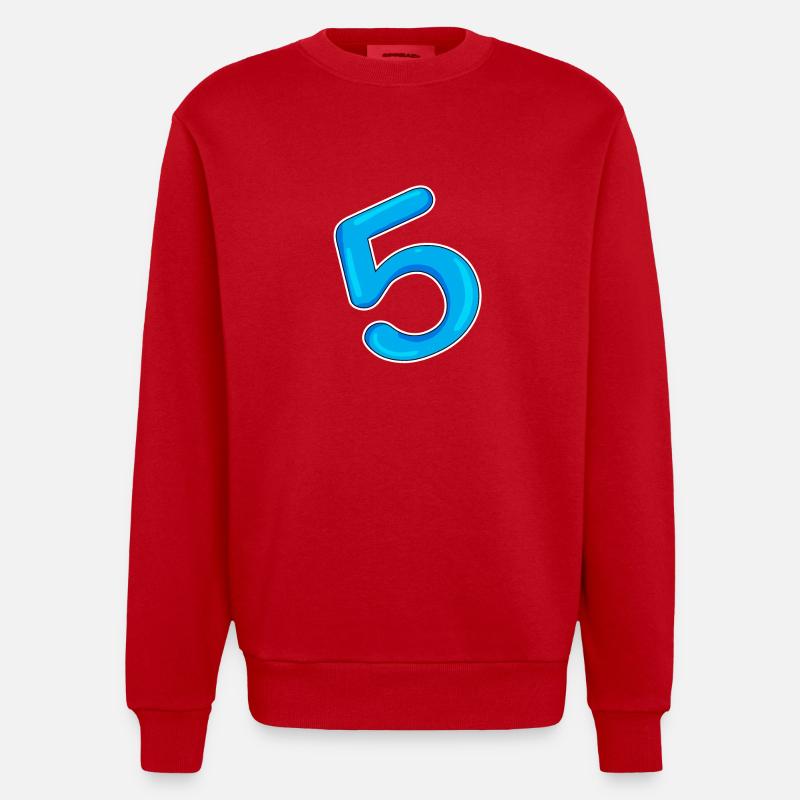 Nummer 5 Blau - Heavyweight Oversized Organic Crew Neck Made in EU - Rot
