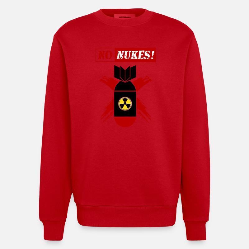 NO NUKES | Anti-nuclear weapon! - Heavyweight Oversized Organic Crew Neck Made in EU - red