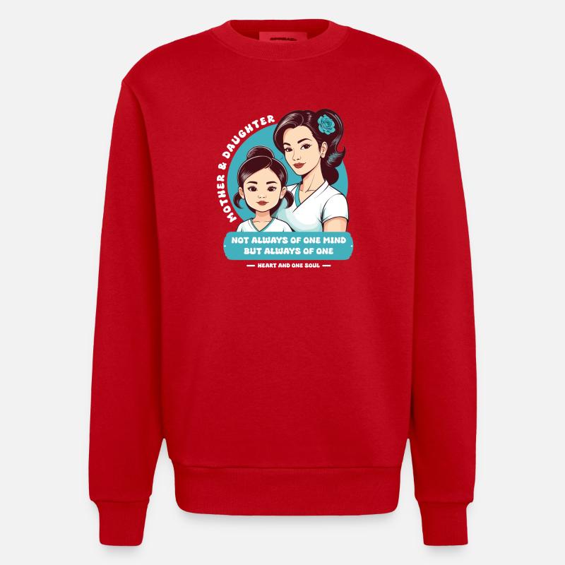 Mutter und Tochter - Heavyweight Oversized Organic Crew Neck Made in EU - Rot