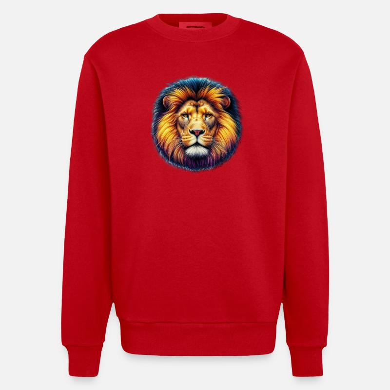 Lion - Sweat bio épais oversize fabriqué en UE - rouge