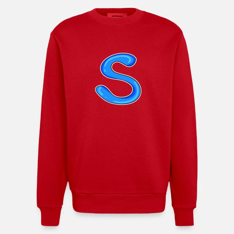 Buchstabe S Anfangsbuchstabe - Heavyweight Oversized Organic Crew Neck Made in EU - Rot