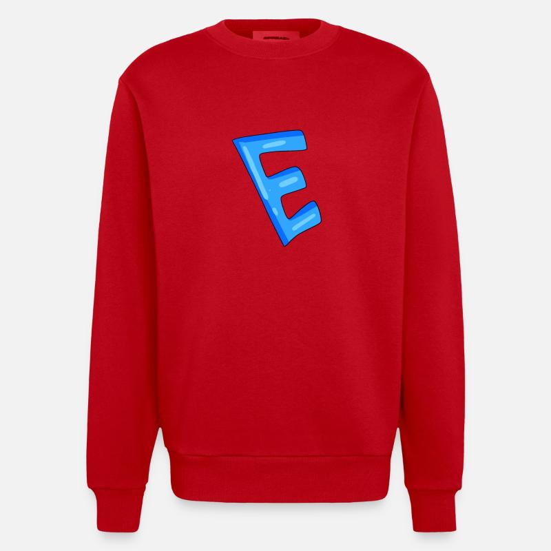 Lettre E Point de départ - Sweat bio épais oversize fabriqué en UE - rouge