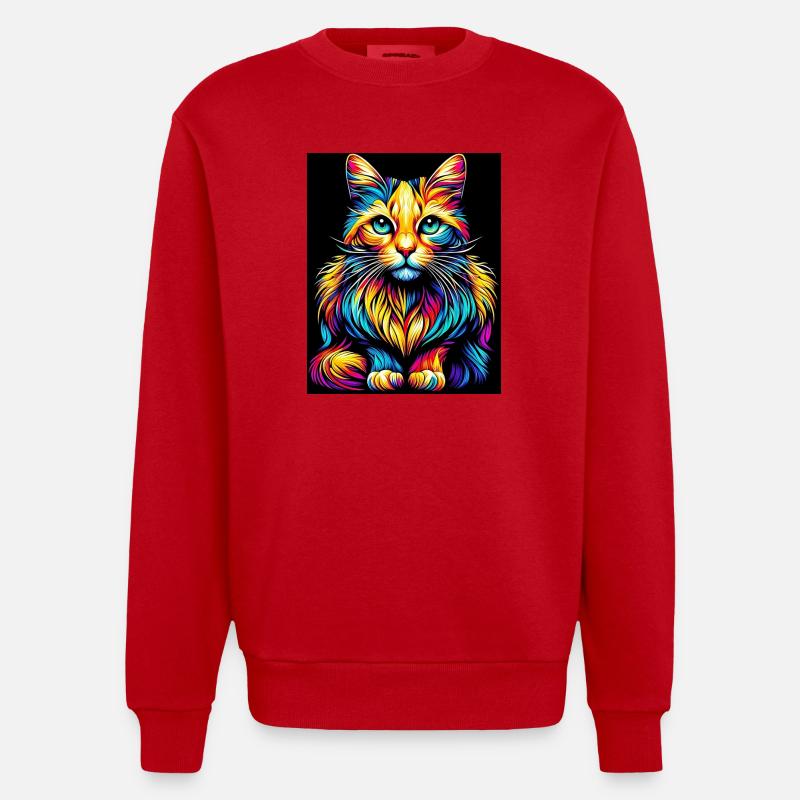 Chat - Sweat bio épais oversize fabriqué en UE - rouge