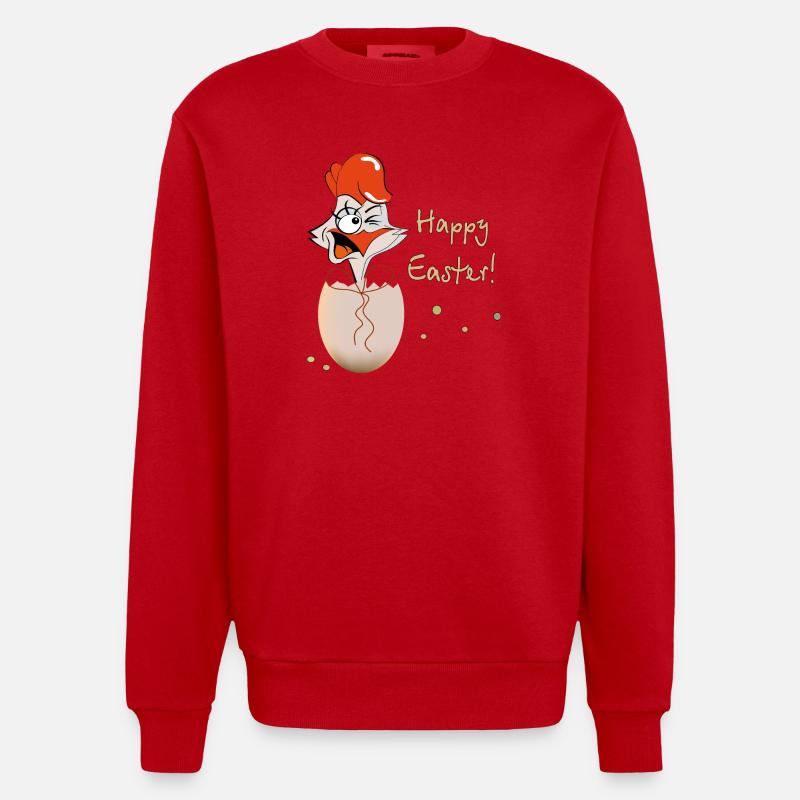 Happy Easter Hahn Ostern - Heavyweight Oversized Organic Crew Neck Made in EU - Rot