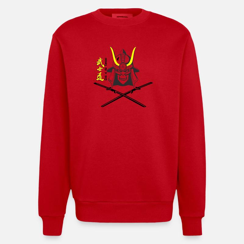 Samuraihelm Kabuto 5 - Heavyweight Oversized Organic Crew Neck Made in EU - Rot