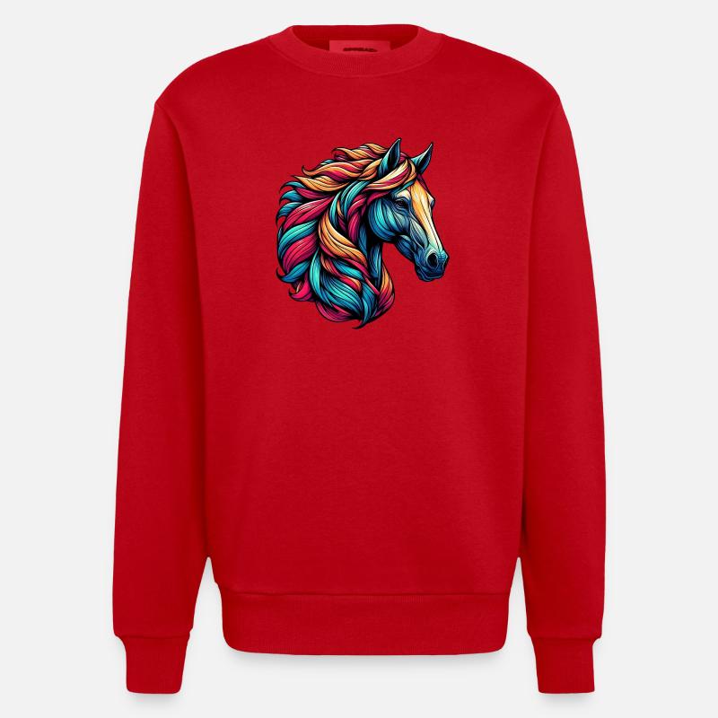 Pferd - Heavyweight Oversized Organic Crew Neck Made in EU - Rot