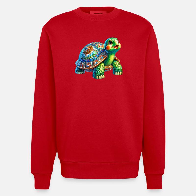 Turtle - Heavyweight Oversized Organic Crew Neck Made in EU - red