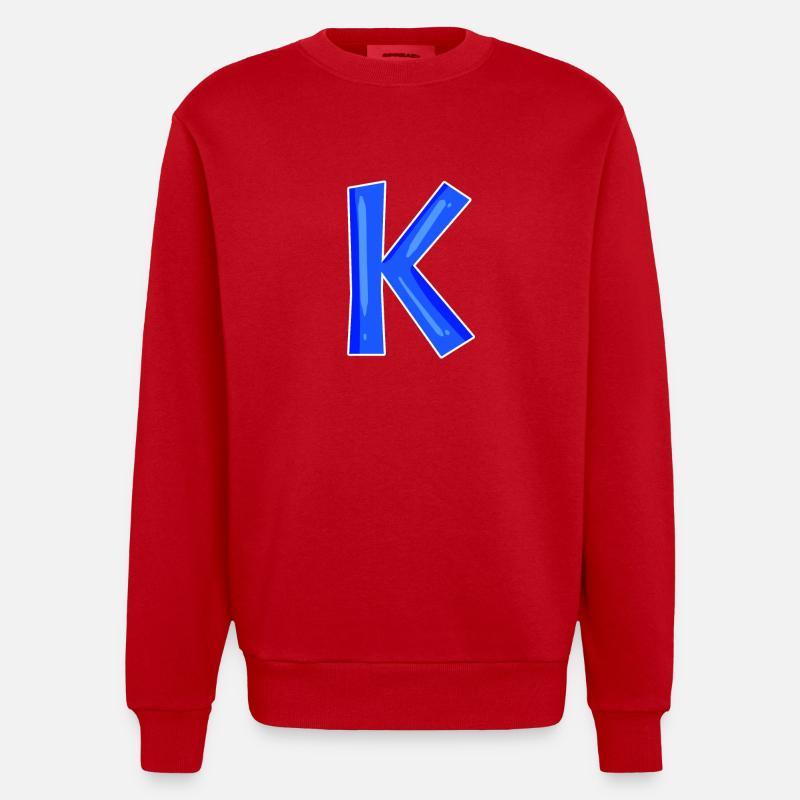 Lettre K - Lettre initiale K - Sweat bio épais oversize fabriqué en UE - rouge