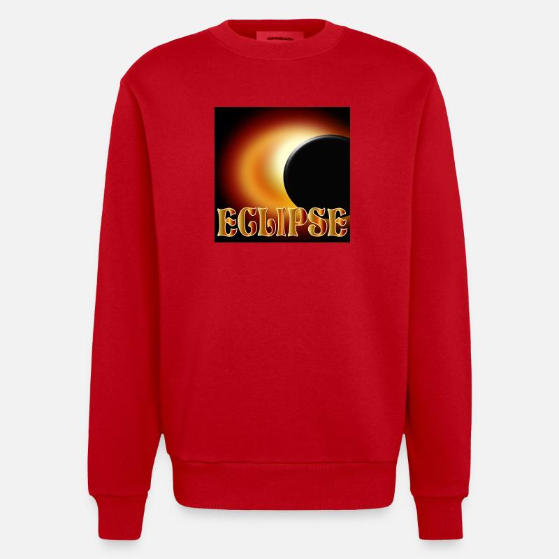 SOLAR ECLIPSE ECLIPSE ASTRONOMY - Heavyweight Oversized Organic Crew Neck Made in EU - red