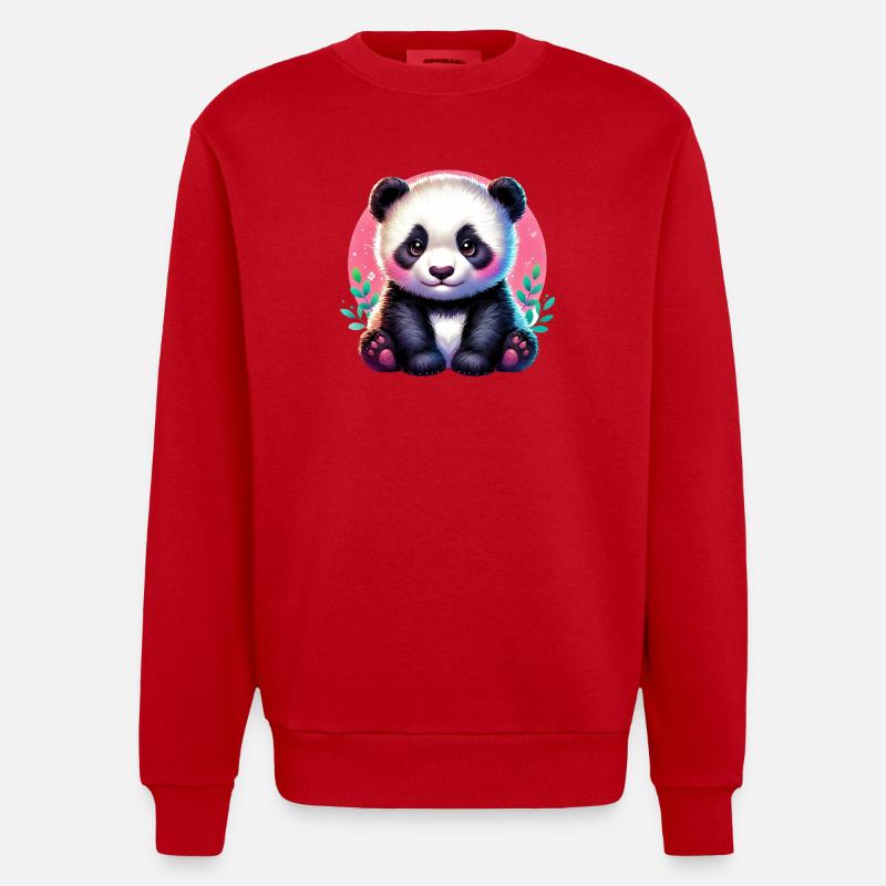 Panda - Heavyweight Oversized Organic Crew Neck Made in EU - red