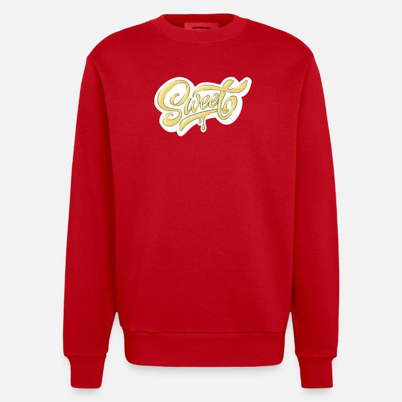 Sweet Script Typography Design - Heavyweight Oversized Organic Crew Neck Made in EU - red