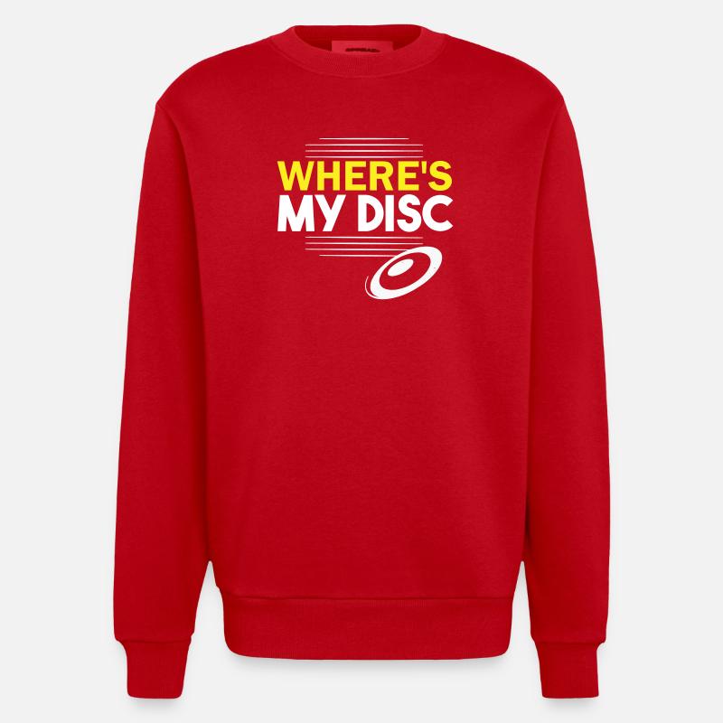 Where's my disc? - Heavyweight Oversized Organic Crew Neck Made in EU - red