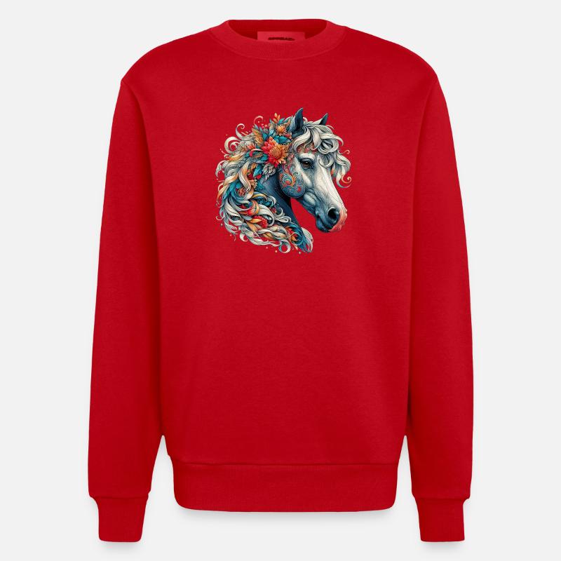 Pferd - Heavyweight Oversized Organic Crew Neck Made in EU - Rot