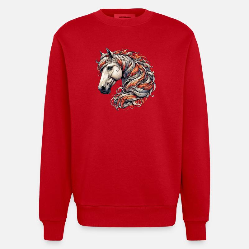 Pferd - Heavyweight Oversized Organic Crew Neck Made in EU - Rot