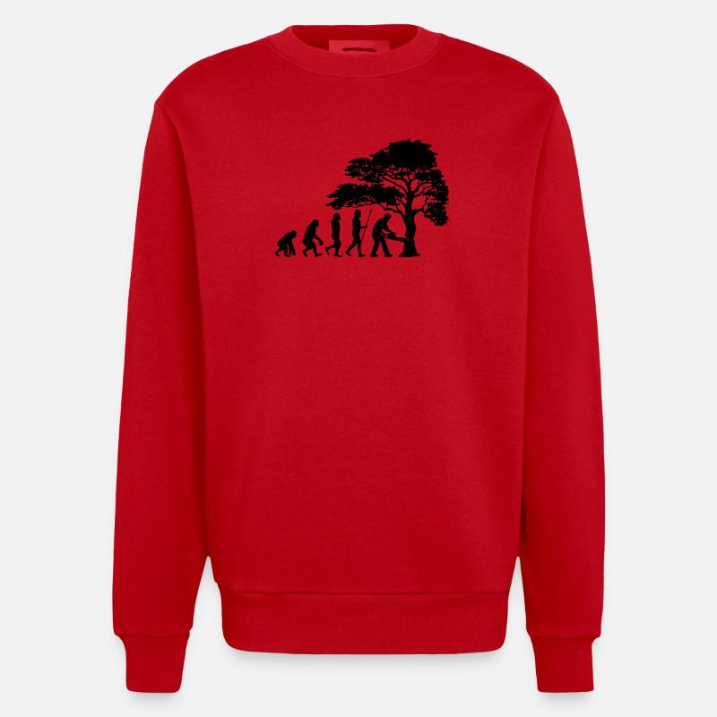 Lumberjack Tree Evolution sciure de bois - Sweat bio épais oversize fabriqué en UE - rouge