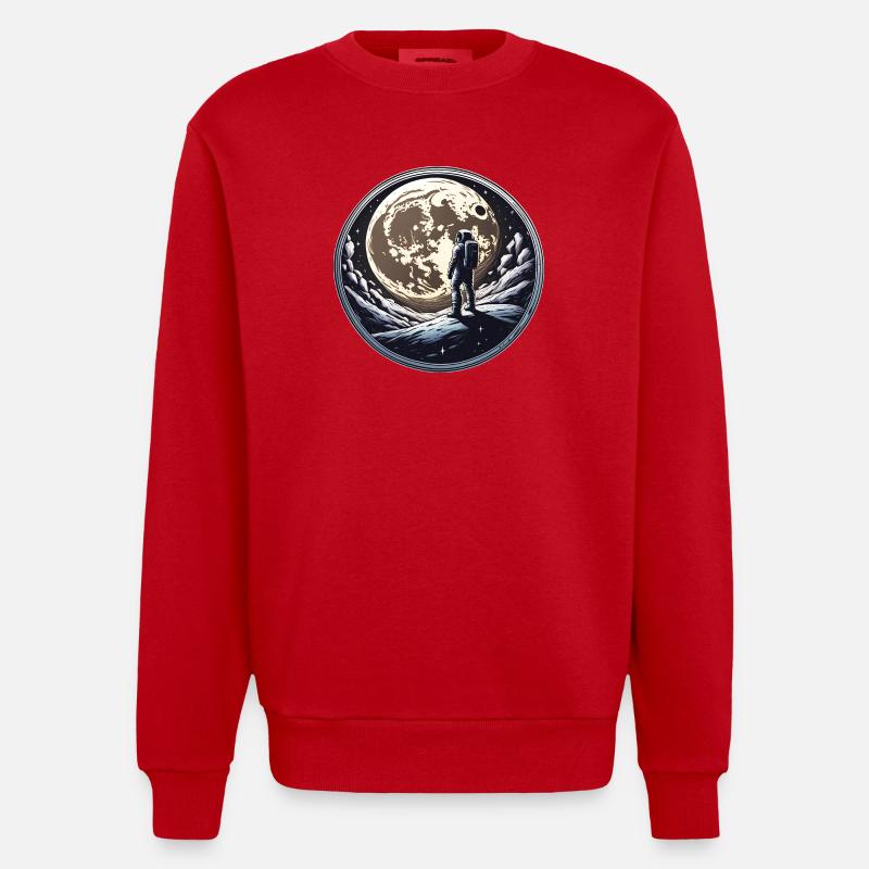 Moon man - Heavyweight Oversized Organic Crew Neck Made in EU - red