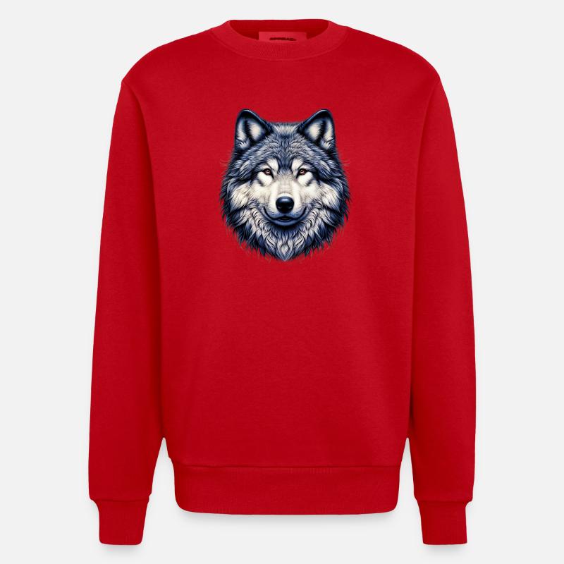Wolf - Heavyweight Oversized Organic Crew Neck Made in EU - red