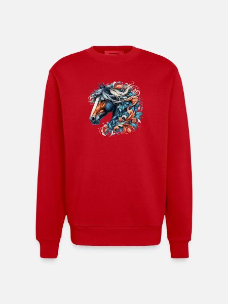 Horse - Heavyweight Oversized Organic Crew Neck Made in EU - red