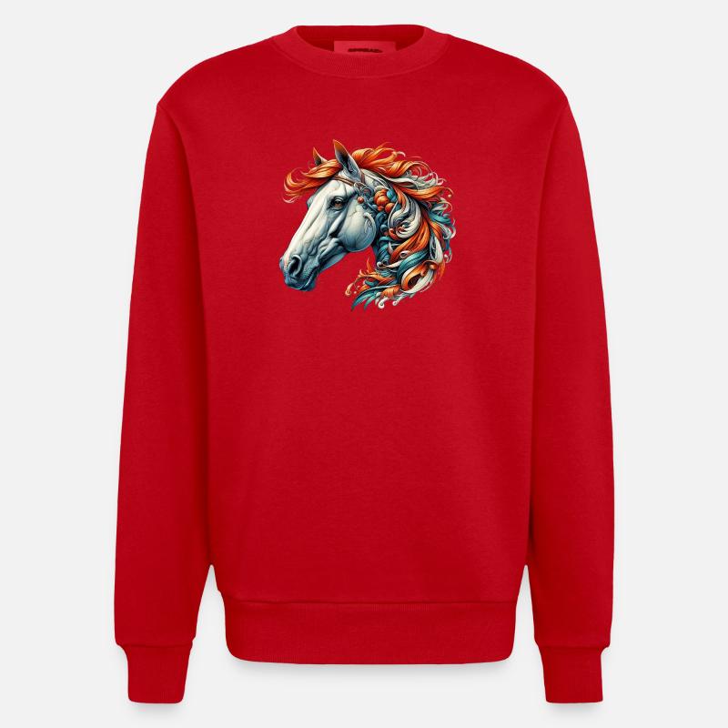 Pferd - Heavyweight Oversized Organic Crew Neck Made in EU - Rot