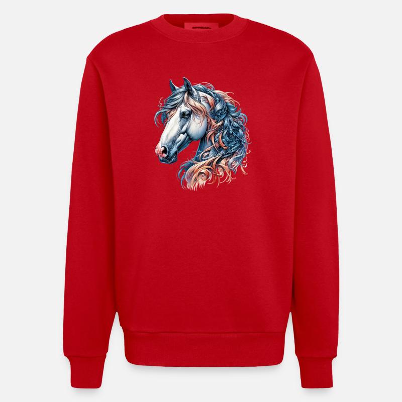 Pferd - Heavyweight Oversized Organic Crew Neck Made in EU - Rot
