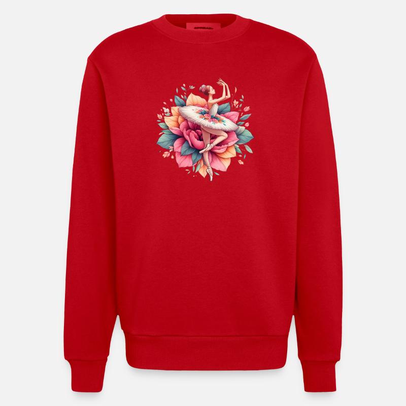 Danseuse de ballet avec tutu - Sweat bio épais oversize fabriqué en UE - rouge