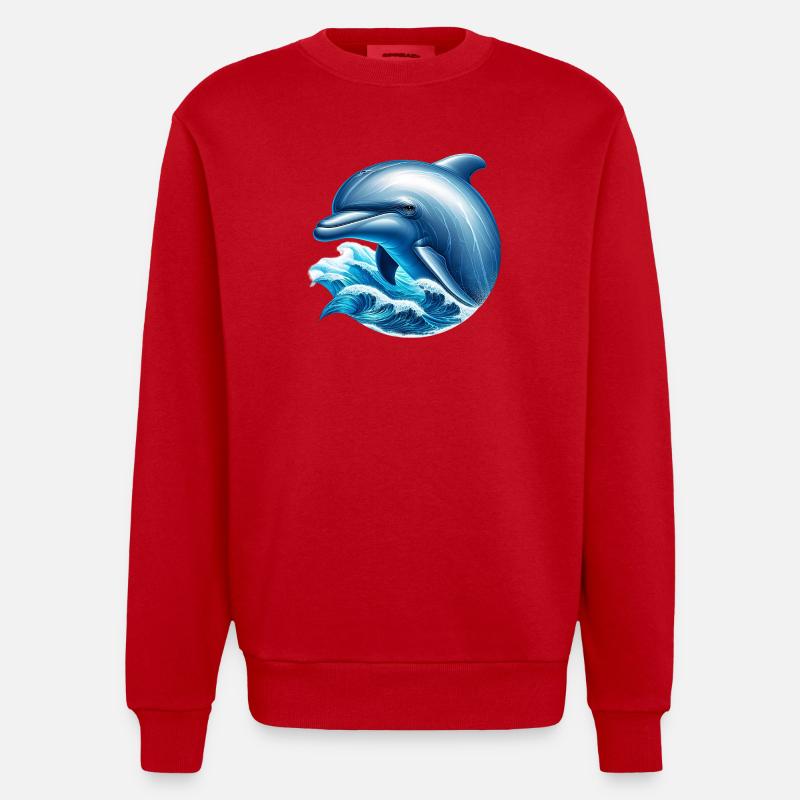 Delfin - Heavyweight Oversized Organic Crew Neck Made in EU - Rot